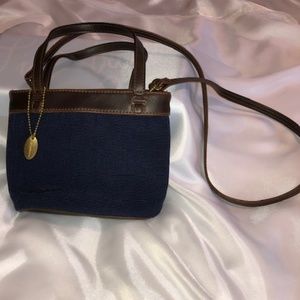 Liz Claiborne Blue & Tan Purse with shoulder strap
